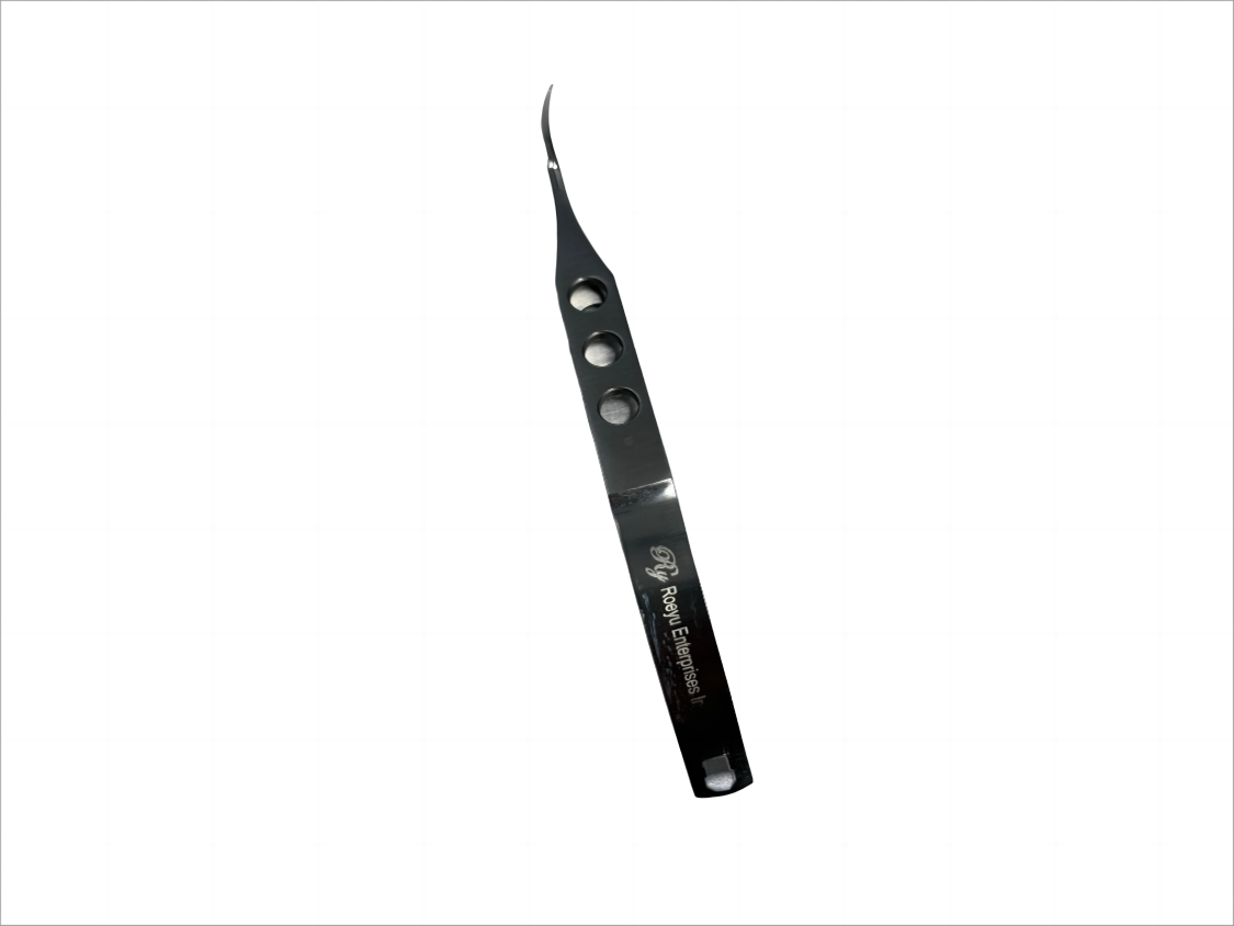 Ophthalmic Corneal Scissors, Spring-Handle, Left Angled Fine Tips, Lightweight Perforated Grip, Autoclavable Stainless Steel, Reusable