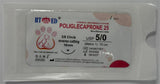 Veterinary Sutures – Poliglecaprone 25 (PGLA), USP 5/0, 75 cm – 3/8 Reverse-Cutting 16 mm Needle (Violet, Absorbable) – 12 Pack