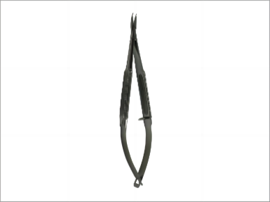 Micro Ophthalmic Needle Holder – Curved Pointed Tip or Retinal Detachment Tip, Spring-Handle, Textured Grip, Stainless Steel – Reusable/Autoclavable