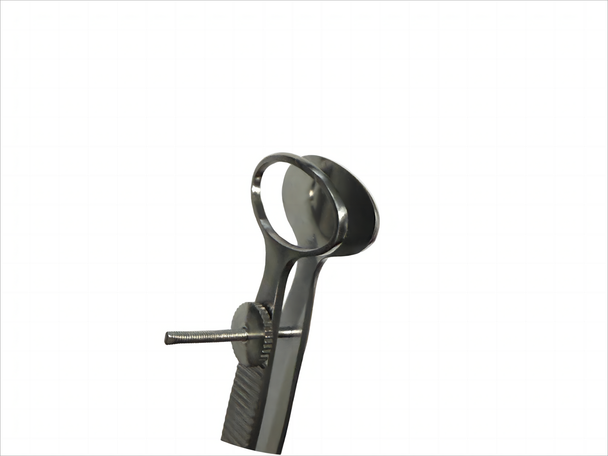 Ophthalmic Chalazion Forceps – Large Size, Adjustable Screw Compression, Smooth Cup & Ring, Ridged Handle, Stainless Steel – Reusable/Autoclavable