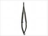 Micro Ophthalmic Needle Holder – Curved Pointed Tip or Retinal Detachment Tip, Spring-Handle, Textured Grip, Stainless Steel – Reusable/Autoclavable