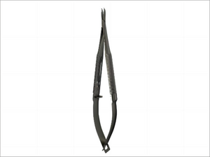 Micro Ophthalmic Needle Holder – Curved Pointed Tip or Retinal Detachment Tip, Spring-Handle, Textured Grip, Stainless Steel – Reusable/Autoclavable