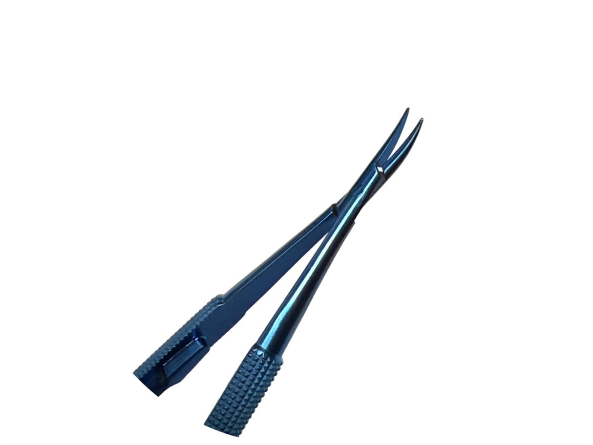 Ophthalmic Microsurgical Needle Holder, Titanium Alloy, 12.5 cm (4.9"), Spring-Handle with Lock, Lightweight & Non-Magnetic, Blue Anodized – Reusable/Autoclavable