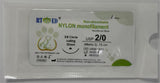 Veterinary Surgical Sutures – Nylon Monofilament, Black, USP 2/0 (Metric 3), 75 cm – 3/8 Circle Cutting Needle 30 mm – EO Sterile, Non-Absorbable – Box of 12