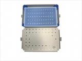 Sterilizing Tray with Locking Latches & Perforated Lid – 22.5 × 14.5 × 3 cm (8.9 × 5.7 × 1.2 in), Aluminum Alloy with Silicone Pin Mat – Autoclave Compatible, Reusable