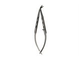 Ophthalmic Corneal Scissors, Spring-Handle, Left Angled Fine Tips, Lightweight Perforated Grip, Autoclavable Stainless Steel, Reusable