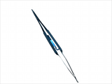 Ophthalmic Microsurgical Needle Holder, Titanium Alloy, 12.5 cm (4.9"), Spring-Handle with Lock, Lightweight & Non-Magnetic, Blue Anodized – Reusable/Autoclavable